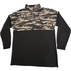 Sunshine & Rodeos Womens Size L Long Sleeve Camo/Black Pullover Quarter Zip Soft